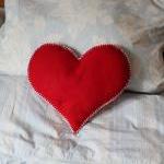 Heart Cushion Red Love Handmade Wedding Felt